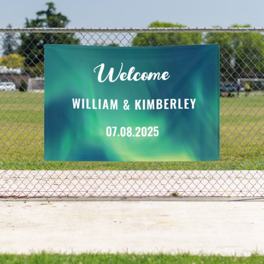 Aurora Borealis Northern Lights Grüne Hochzeit Banner (Insitu)