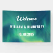 Aurora Borealis Northern Lights Grüne Hochzeit Banner (Horizontal)