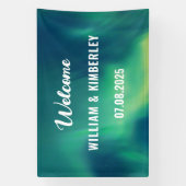 Aurora Borealis Northern Lights Grüne Hochzeit Banner (Vertikal)