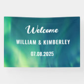 Aurora Borealis Northern Lights Grüne Hochzeit Banner (Horizontal)
