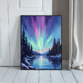 Aurora Borealis | Northern Lights Watercolor Poster