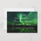 Aurora Borealis Northern Lights Wedding RSVP Karte (Vorderseite)