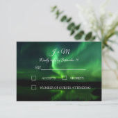 Aurora Borealis Northern Lights Wedding RSVP Karte (Stehend Vorderseite)