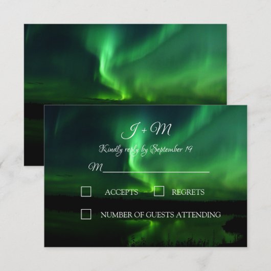 Aurora Borealis Northern Lights Wedding RSVP Karte (Vorne/Hinten)