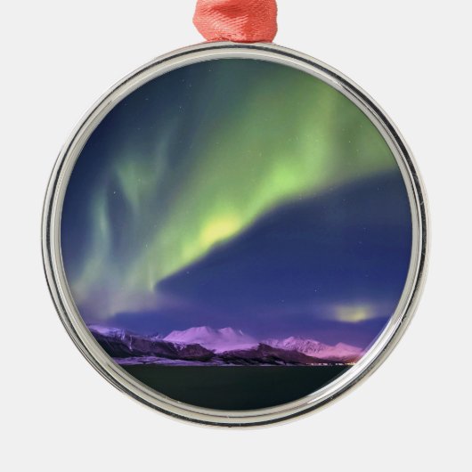 Aurora Borealis oberhalb Lyngenfjorden Norwegen Ornament Aus Metall (Vorne)