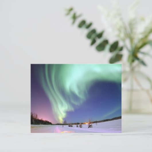 Aurora Borealis oder Northern Lights, Alaska Postkarte (Stehend Vorderseite)