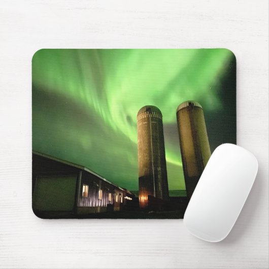 Aurora Borealis over Alberta Farm Mouse Pad Mousepad (Mit Mouse)