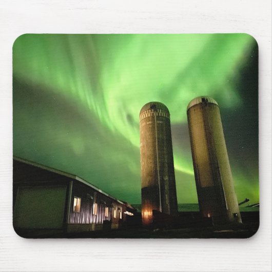 Aurora Borealis over Alberta Farm Mouse Pad Mousepad (Vorne)