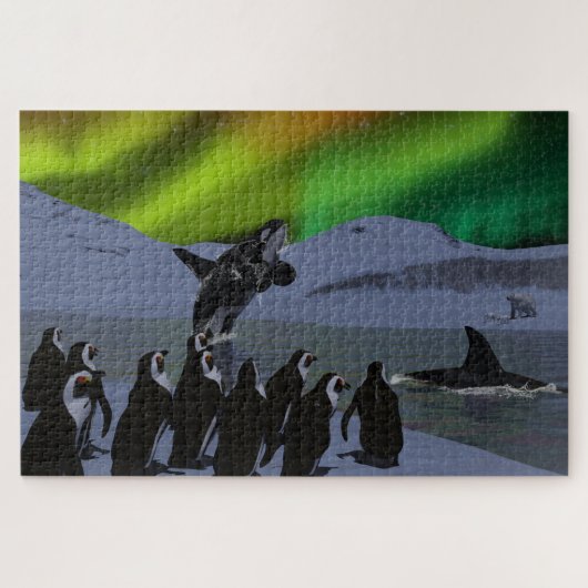 Aurora Borealis Penguins & Whales Puzzle (Horizontal)