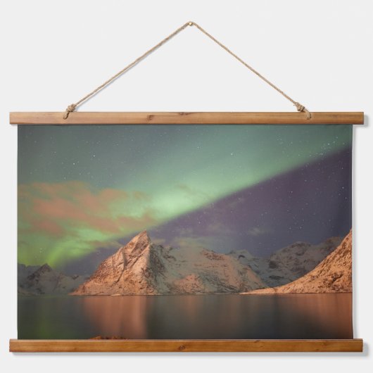 Aurora Borealis, Polarlichter Wandteppich Mit Holzrahmen (Vorne)