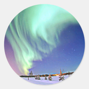 Aurora Borealis Runder Aufkleber