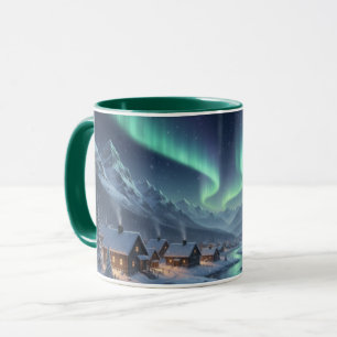 Aurora-Borealis-Schneedorfkombination Tasse