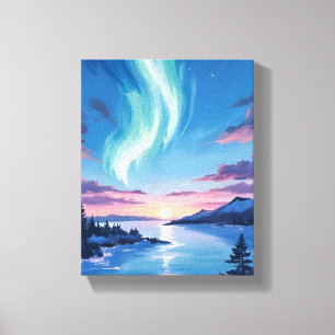 Aurora-Borealis-See Träumerische Nachtlandschaft Leinwanddruck