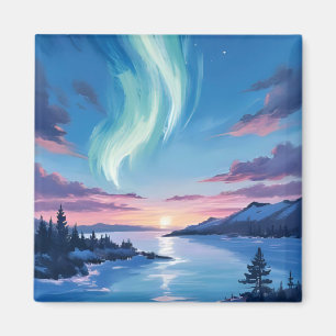 Aurora Borealis See Traumlandschaft Nacht Magnet