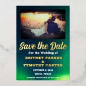 Aurora Borealis Sky QR Code Foto Hochzeit Folieneinladung (Vorderseite)