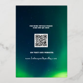 Aurora Borealis Sky QR Code Foto Hochzeit Folieneinladung (Rückseite)