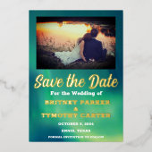 Aurora Borealis Sky QR Code Foto Hochzeit Folieneinladung (Vorderseite)