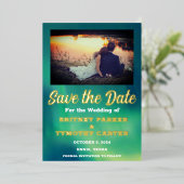 Aurora Borealis Sky QR Code Foto Hochzeit Folieneinladung (Stehend vorne)