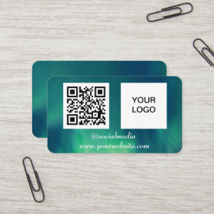 Aurora Borealis Social Media QR Code Grün  Visitenkarte