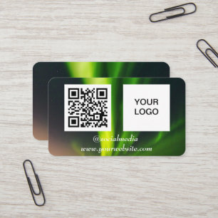 Aurora Borealis Social Media QR-Code Grün Visitenkarte