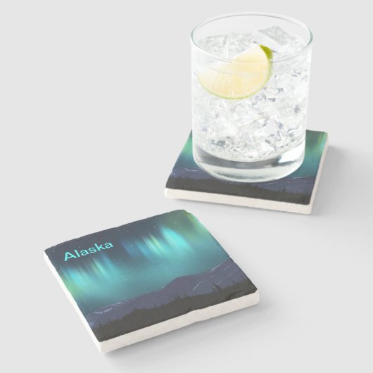 Aurora Borealis Steinuntersetzer (Seitenansicht)