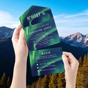 Aurora Borealis Sweet 16 Schöne Nordlichter  A All In One Einladung