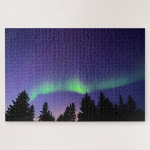 Aurora Borealis & Trees   Manitoba, Kanada Puzzle