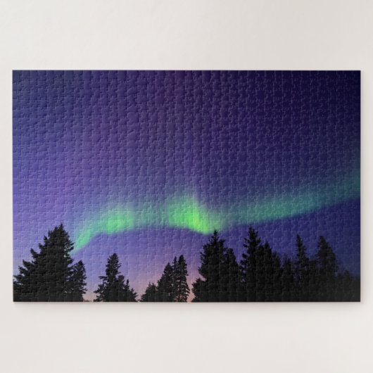 Aurora Borealis & Trees | Manitoba, Kanada Puzzle (Horizontal)