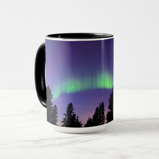 Aurora Borealis & Trees | Manitoba, Kanada Tasse (Vorderseite Links)