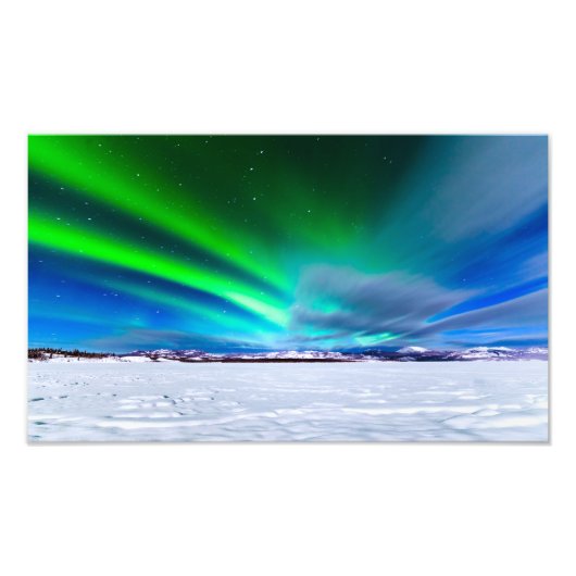 Aurora borealis über dem gefrorenen Lago Laberge,  Fotodruck (Vorne)