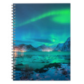 Aurora borealis über der Meeresküste, schneebedeck Notizblock (Vorderseite)