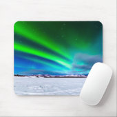 Aurora borealis über gefrorenem See Laberge, Yukon Mousepad (Mit Mouse)