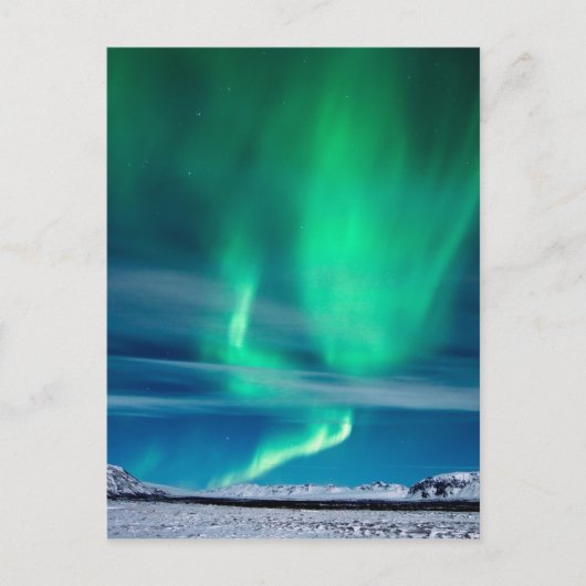 Aurora Borealis über Mosfellsheiði Postkarte (Vorderseite)