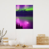 Aurora Borealis über Wasser Poster (Küche)