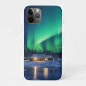 Aurora borealis über Winterkabine Case-Mate iPhone Hülle (Rückseite)