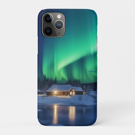 Aurora borealis über Winterkabine Case-Mate iPhone Hülle (Rückseite)