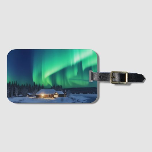 Aurora borealis über Winterkabine Gepäckanhänger (Vorderseite (Horizontal))