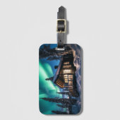 Aurora borealis über Winterkabine Gepäckanhänger (Vorderseite Vertikal)