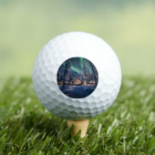 Aurora borealis über Winterkabine Golfball (Insitu T-Shirt)