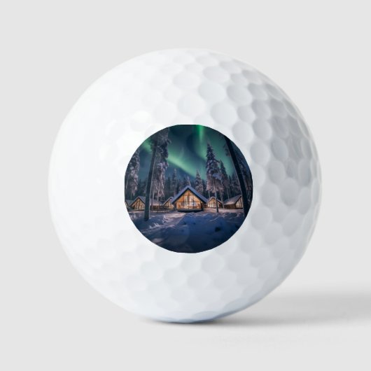 Aurora borealis über Winterkabine Golfball (Vorderseite)