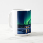 Aurora borealis über Winterkabine Kaffeetasse (Vorderseite Links)
