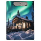 Aurora borealis über Winterkabine Klemmbrett (Vorderseite)
