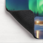 Aurora borealis über Winterkabine Mousepad (Ecke)