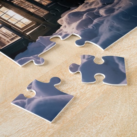 Aurora borealis über Winterkabine Puzzle (Seite)