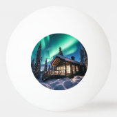 Aurora borealis über Winterkabine Tischtennisball (Vorderseite)
