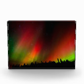 Aurora Borealis und Bäume Fotoblock (Vorderseite)