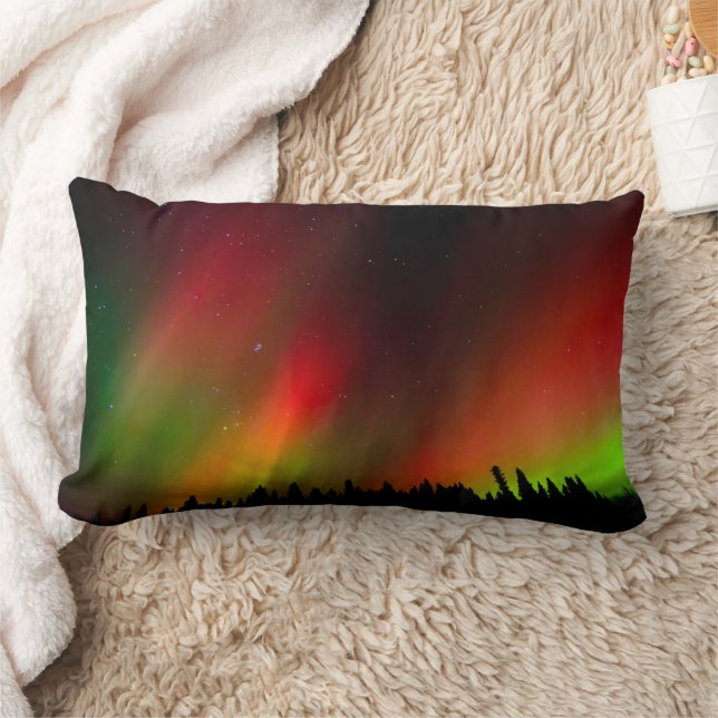 Aurora Borealis und Bäume Lendenkissen (Decke)