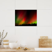 Aurora Borealis und Bäume Poster (Küche)