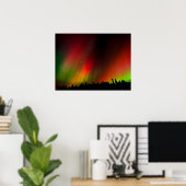 Aurora Borealis und Bäume Poster (Heimbüro)