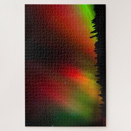 Aurora Borealis und Bäume Puzzle (Vertikal)